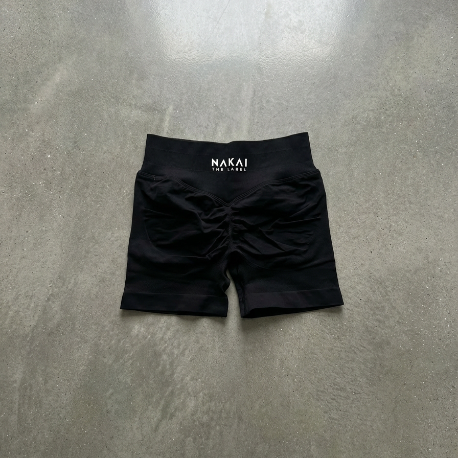 Velvet Scrunch Short - Black 